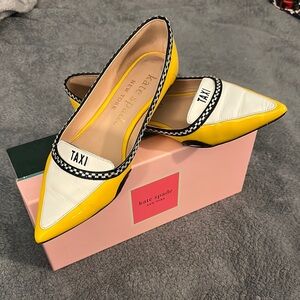 Kate Spade Taxi Yellow and White Flats